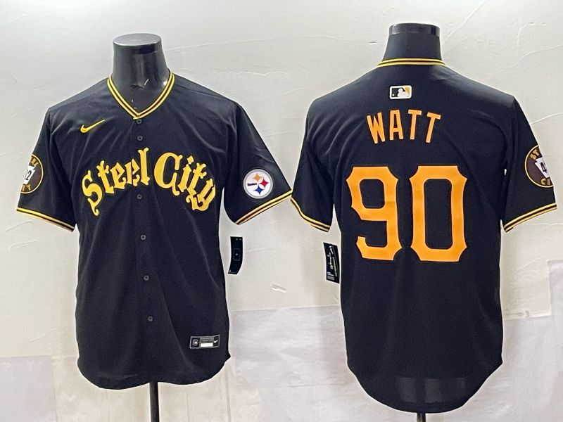 Men 2025 Nike Pittsburgh Steelers #90 Watt Black Limited NFL Jersey style 0061->pittsburgh steelers->NFL Jersey